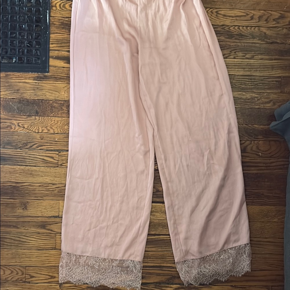 Victoria’s Secret Pink Wide-Leg Pants with Lace Trim XS